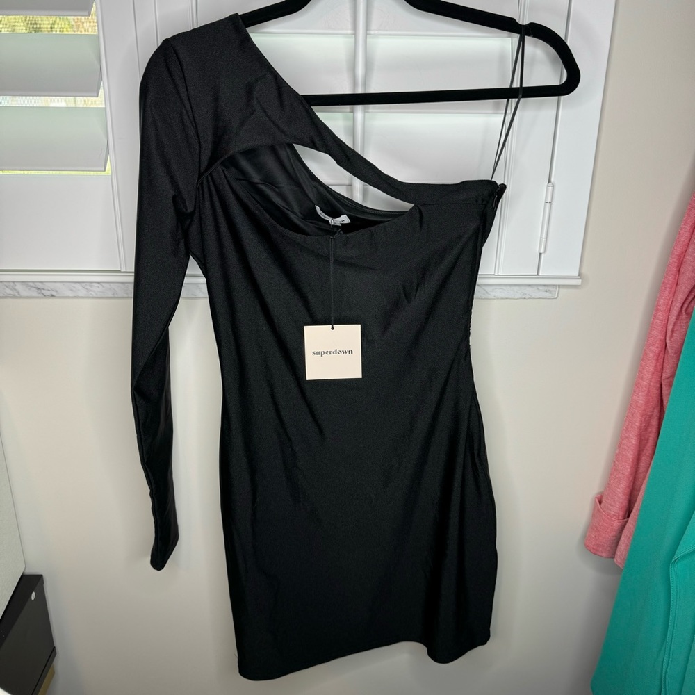 NWT Superdown Black One Sleeve Bodycon Dress